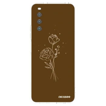 Picasee διαφανής θήκη σιλικόνης Sony Xperia 10 IV 5G - Brown flowers