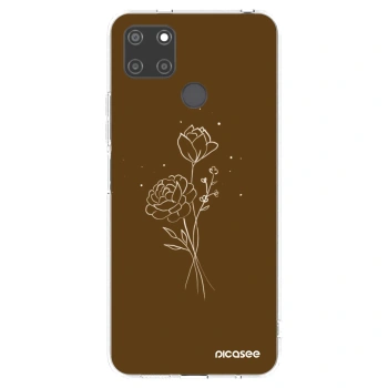 Picasee διαφανής θήκη σιλικόνης Realme C21Y - Brown flowers