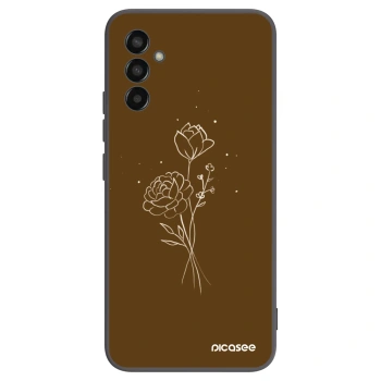 Picasee Μαύρη θήκη σιλικόνης για Samsung Galaxy M13 M135F - Brown flowers