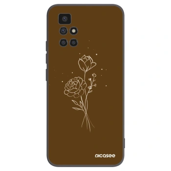 Picasee Μαύρη θήκη σιλικόνης για Xiaomi Redmi 10 (2022) - Brown flowers
