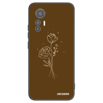 Picasee Μαύρη θήκη σιλικόνης για Xiaomi 12 Lite - Brown flowers
