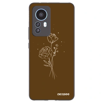 Picasee Μαύρη θήκη σιλικόνης για Xiaomi 12T - Brown flowers