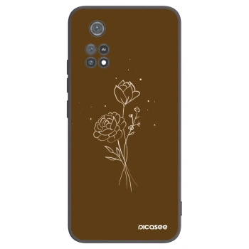Picasee Μαύρη θήκη σιλικόνης για Xiaomi Poco M4 Pro - Brown flowers