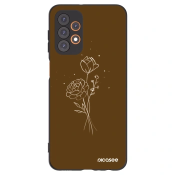 Picasee Μαύρη θήκη σιλικόνης για Samsung Galaxy A23 A236B 5G - Brown flowers
