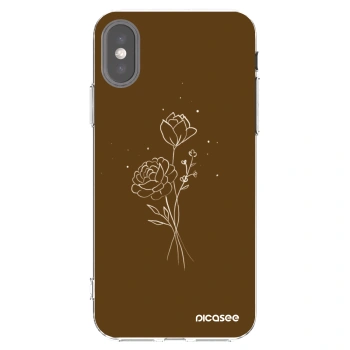 Picasee διαφανής θήκη σιλικόνης Apple iPhone X/XS - Brown flowers