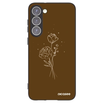 Picasee Μαύρη θήκη σιλικόνης για Samsung Galaxy S23+ 5G - Brown flowers