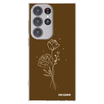 Picasee διαφανής θήκη σιλικόνης Samsung Galaxy S23 Ultra 5G - Brown flowers