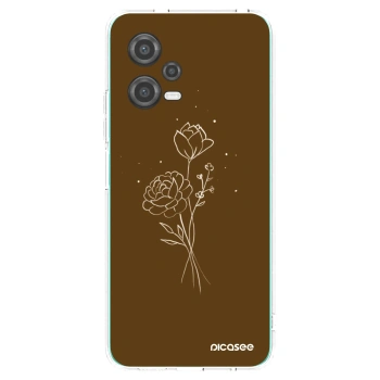 Picasee διαφανής θήκη σιλικόνης Xiaomi Poco X5 - Brown flowers