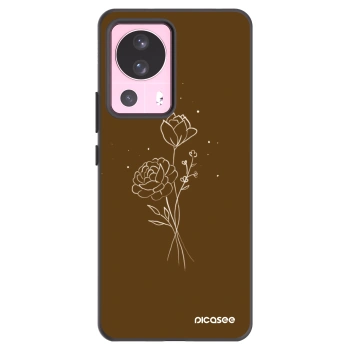 Picasee Μαύρη θήκη σιλικόνης για Xiaomi 13 Lite - Brown flowers