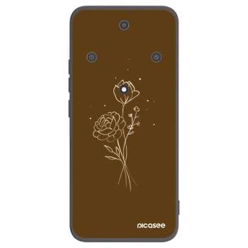Picasee Μαύρη θήκη σιλικόνης για Honor Magic5 Lite 5G - Brown flowers