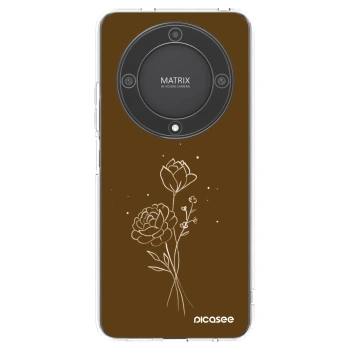 Picasee διαφανής θήκη σιλικόνης Honor Magic5 Lite 5G - Brown flowers