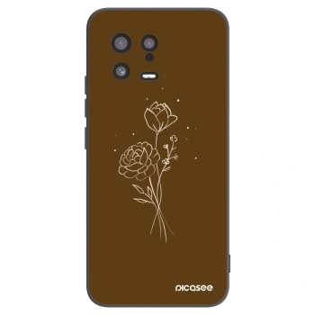Picasee Μαύρη θήκη σιλικόνης για Xiaomi 13 - Brown flowers