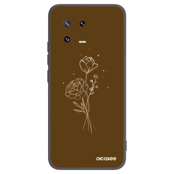 Picasee Μαύρη θήκη σιλικόνης για Xiaomi 13 Pro - Brown flowers