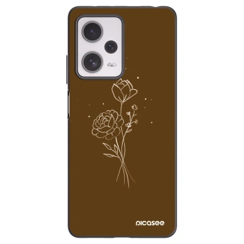 Picasee Μαύρη θήκη σιλικόνης για Xiaomi Redmi Note 12 Pro+ 5G - Brown flowers