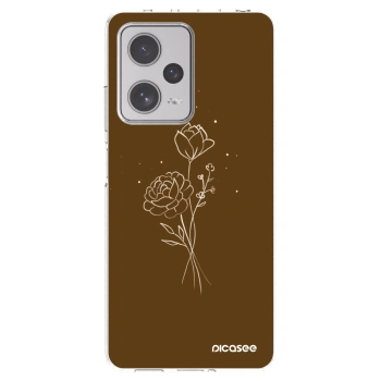 Picasee διαφανής θήκη σιλικόνης Xiaomi Redmi Note 12 Pro+ 5G - Brown flowers