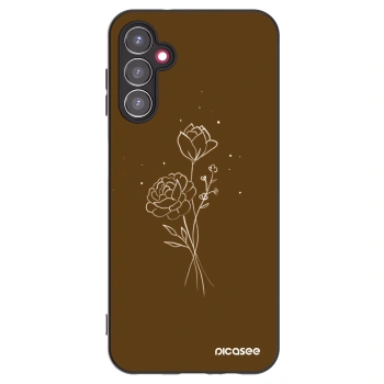 Picasee Μαύρη θήκη σιλικόνης για Samsung Galaxy A14 4G A145R - Brown flowers