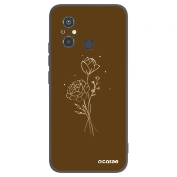 Picasee Μαύρη θήκη σιλικόνης για Xiaomi Redmi 12C - Brown flowers