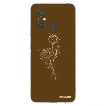 Picasee διαφανής θήκη σιλικόνης Xiaomi Redmi 12C - Brown flowers