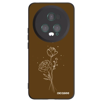 Picasee Μαύρη θήκη σιλικόνης για Honor Magic5 Pro - Brown flowers
