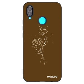 Picasee Μαύρη θήκη σιλικόνης για Huawei Nova 3 - Brown flowers