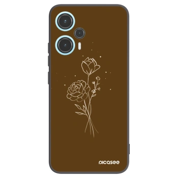 Picasee Μαύρη θήκη σιλικόνης για Xiaomi Poco F5 - Brown flowers