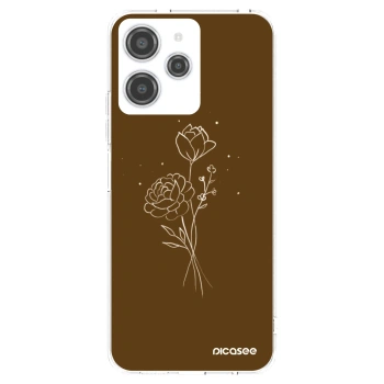 Picasee διαφανής θήκη σιλικόνης Xiaomi Redmi 12 4G - Brown flowers