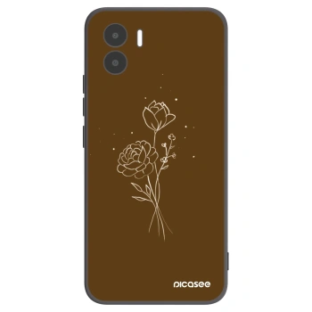 Picasee Μαύρη θήκη σιλικόνης για Xiaomi Redmi A2 - Brown flowers