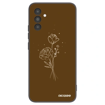 Picasee Μαύρη θήκη σιλικόνης για Samsung Galaxy A04s A047F - Brown flowers