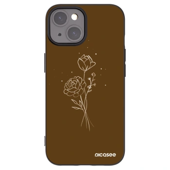 Picasee Μαύρη θήκη σιλικόνης για Apple iPhone 15 - Brown flowers