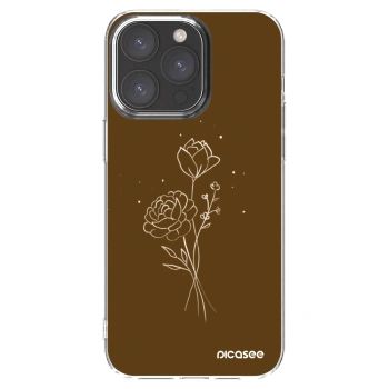 Picasee διαφανής θήκη σιλικόνης Apple iPhone 15 Pro Max - Brown flowers