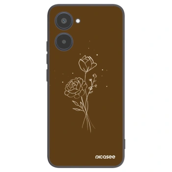Picasee Μαύρη θήκη σιλικόνης για Realme 10 4G - Brown flowers