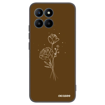 Picasee Μαύρη θήκη σιλικόνης για Honor 70 Lite - Brown flowers