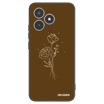 Picasee Μαύρη θήκη σιλικόνης για Realme C53 - Brown flowers