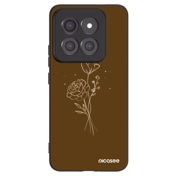 Picasee Μαύρη θήκη σιλικόνης για Xiaomi 14 Pro - Brown flowers