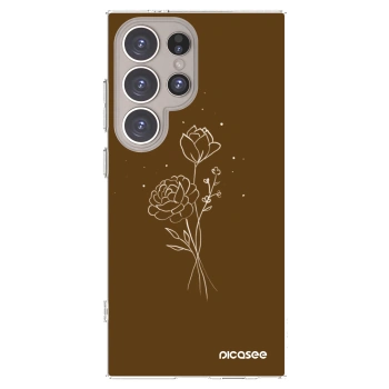 Picasee διαφανής θήκη σιλικόνης Samsung Galaxy S24 Ultra S928B 5G - Brown flowers