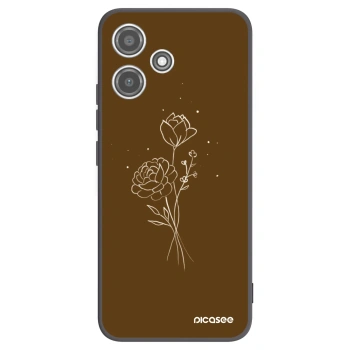 Picasee Μαύρη θήκη σιλικόνης για Xiaomi Redmi 12 5G - Brown flowers