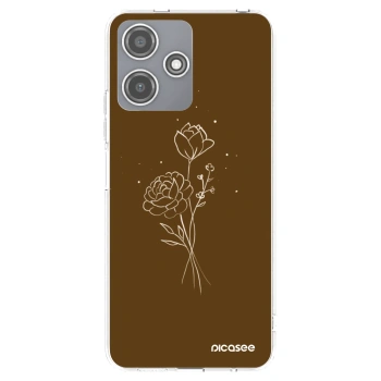 Picasee διαφανής θήκη σιλικόνης Xiaomi Redmi 12 5G - Brown flowers