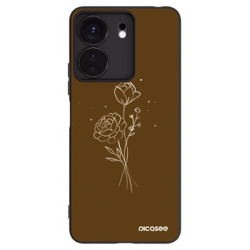 Picasee Μαύρη θήκη σιλικόνης για Xiaomi Redmi 13C 4G - Brown flowers