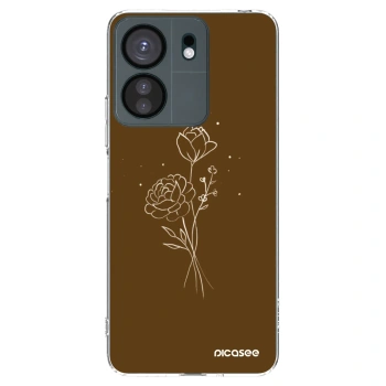 Picasee διαφανής θήκη σιλικόνης Xiaomi Redmi 13C 4G - Brown flowers