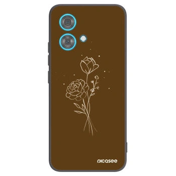 Picasee Μαύρη θήκη σιλικόνης για Motorola Edge 40 Neo - Brown flowers