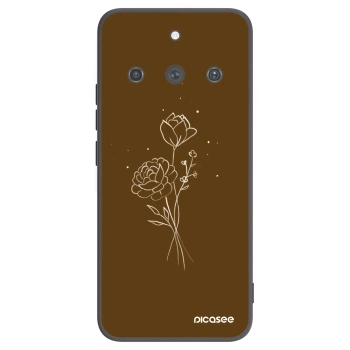Picasee Μαύρη θήκη σιλικόνης για Realme 11 Pro+ - Brown flowers