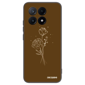 Picasee Μαύρη θήκη σιλικόνης για Xiaomi Poco X6 Pro - Brown flowers