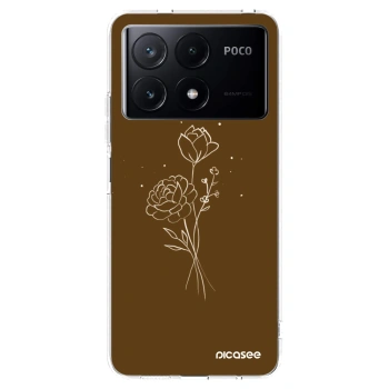 Picasee διαφανής θήκη σιλικόνης Xiaomi Poco X6 Pro - Brown flowers