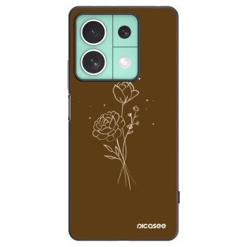 Picasee Μαύρη θήκη σιλικόνης για Xiaomi Redmi Note 13 5G - Brown flowers