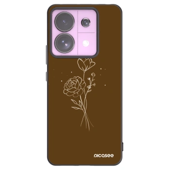 Picasee Μαύρη θήκη σιλικόνης για Xiaomi Redmi Note 13 Pro 5G - Brown flowers