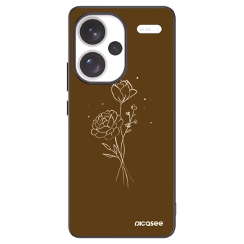 Picasee Μαύρη θήκη σιλικόνης για Xiaomi Redmi Note 13 Pro+ 5G - Brown flowers