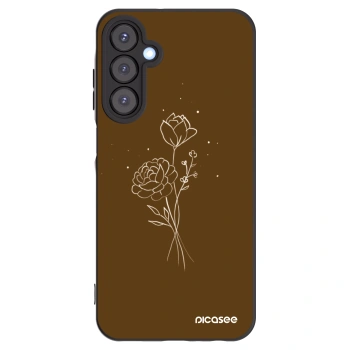 Picasee Μαύρη θήκη σιλικόνης για Samsung Galaxy A25 A256B 5G - Brown flowers