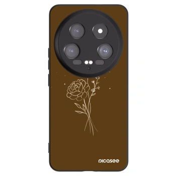 Picasee Μαύρη θήκη σιλικόνης για Xiaomi 14 Ultra - Brown flowers