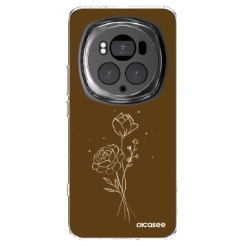 Picasee διαφανής θήκη σιλικόνης Honor Magic6 Pro - Brown flowers