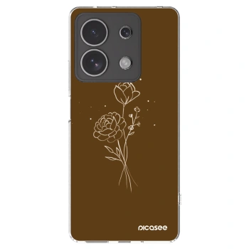 Picasee διαφανής θήκη σιλικόνης Xiaomi Redmi Note 13 4G - Brown flowers